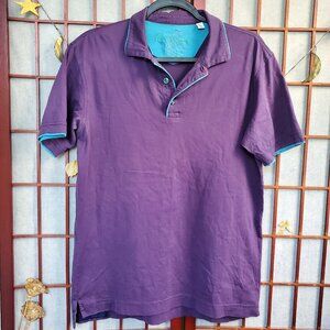 Robert Graham Men's Short Sleeve Purple Blue Contrast Tipped Polo Shirt